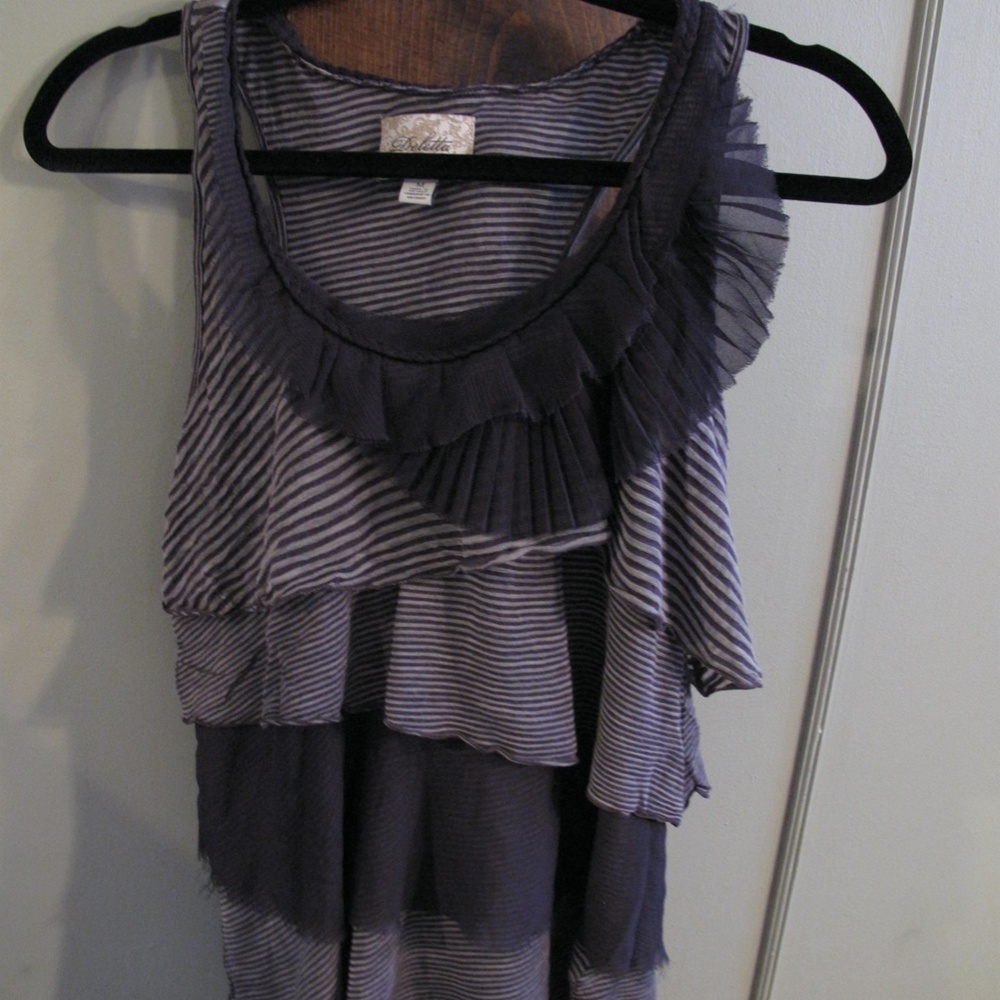 DELETTA ANTHROPOLOGIE Plum Purple Tiered Tank M